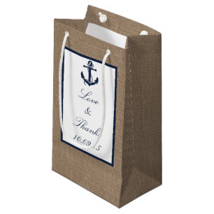 The Navy Anchor On Burlap Beach Wedding Collection Small Gift Bag