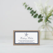 The Navy Starfish Burlap Beach Wedding Collection Enclosure Card (Standing Front)