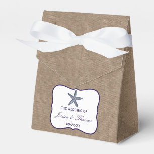 The Navy Starfish Burlap Beach Wedding Collection Favor Boxes