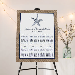 The Navy Starfish Burlap Beach Wedding Collection Foam Board