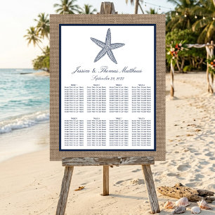 The Navy Starfish Burlap Beach Wedding Collection Foam Board