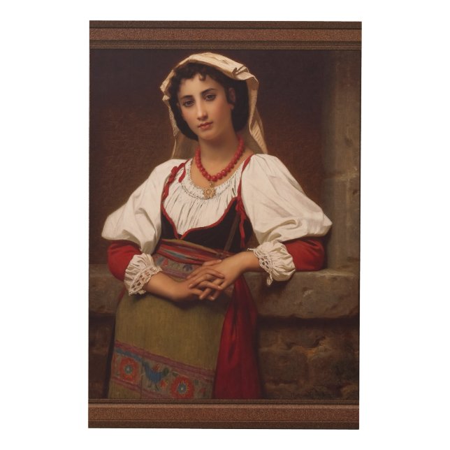 The Neapolitan Girl by Hugues Merle Wood Wall Art (Front)