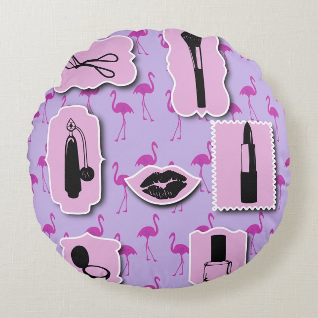 The Necessities Cosmetic Logo Pattern Round Pillow (Front)