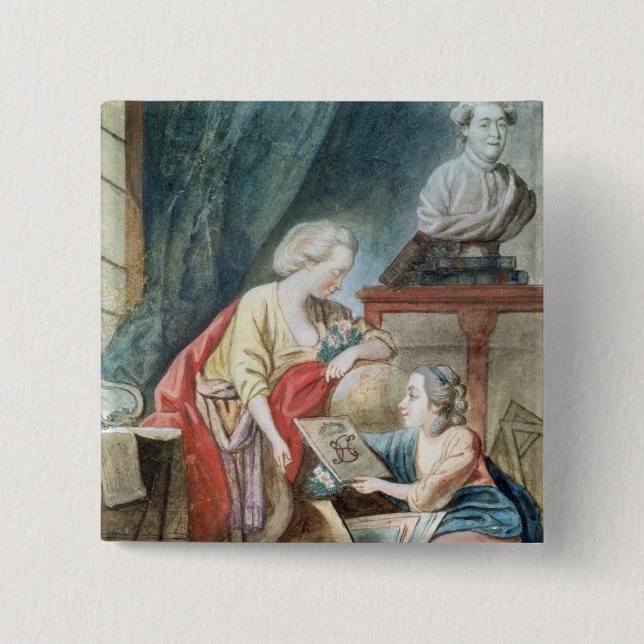 The Necker Family in 1780 Pinback Button (Front)