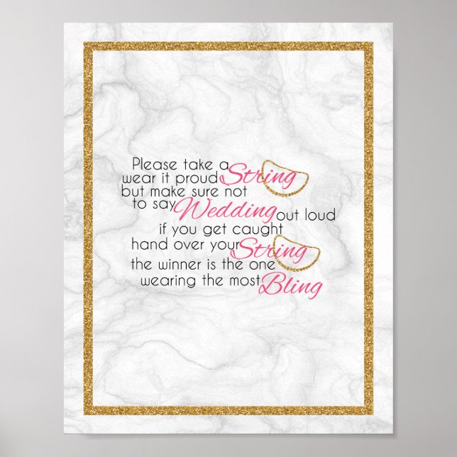 The Necklace Game Marble & Gold Bridal Shower Game Poster (Front)