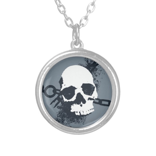 The Necromancer Skull Symbol Silver Plated Necklace (Front)