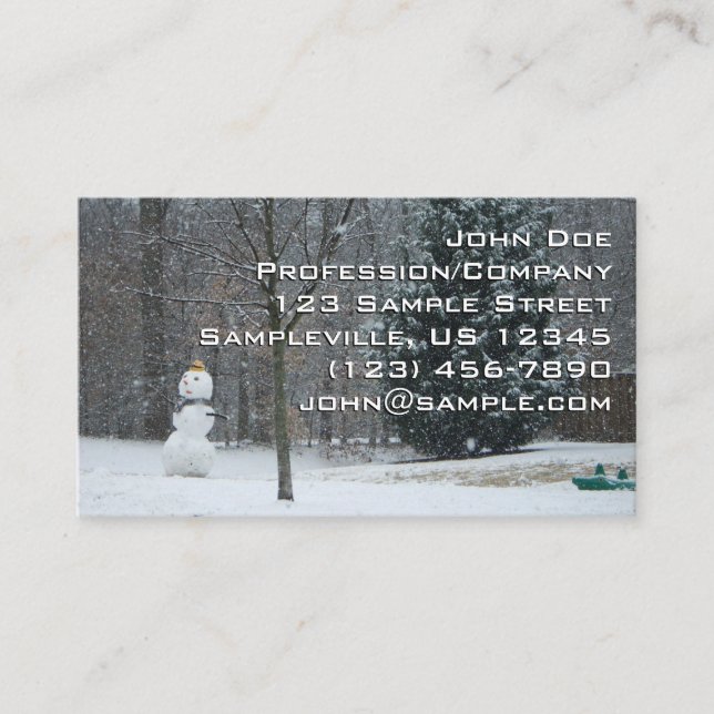 The Neighbor's Snowman Winter Snow Scene Business Card (Front)