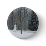 The Neighbor's Snowman Winter Snow Scene Button