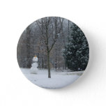 The Neighbor's Snowman Winter Snow Scene Button