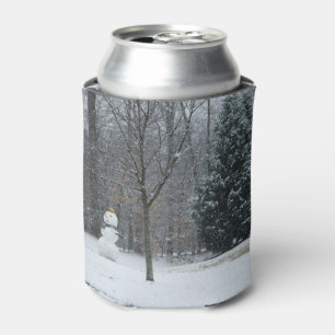 The Neighbor's Snowman Winter Snow Scene Can Cooler
