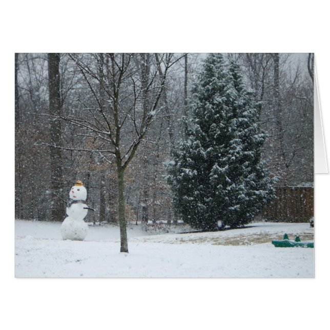 The Neighbor's Snowman Winter Snow Scene Card (Front Horizontal)