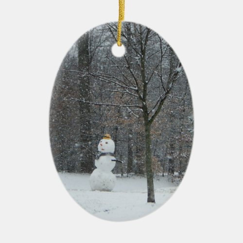 The Neighbors Snowman Winter Snow Scene Ceramic Ornament