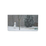 The Neighbor's Snowman Winter Snow Scene Checkbook Cover
