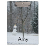 The Neighbor's Snowman Winter Snow Scene Clipboard