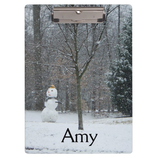 The Neighbor's Snowman Winter Snow Scene Clipboard (Front)