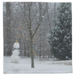 The Neighbor's Snowman Winter Snow Scene Cloth Napkin