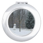 The Neighbor's Snowman Winter Snow Scene Compact Mirror