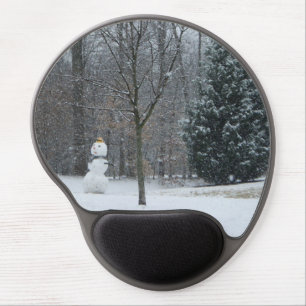 The Neighbor's Snowman Winter Snow Scene Gel Mouse Pad