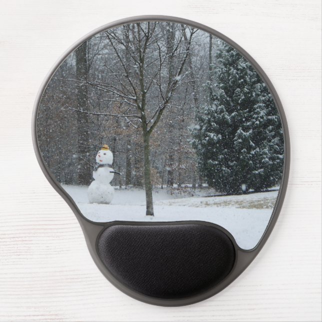 The Neighbor's Snowman Winter Snow Scene Gel Mouse Pad (Front)