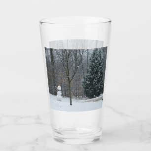 The Neighbor's Snowman Winter Snow Scene Glass
