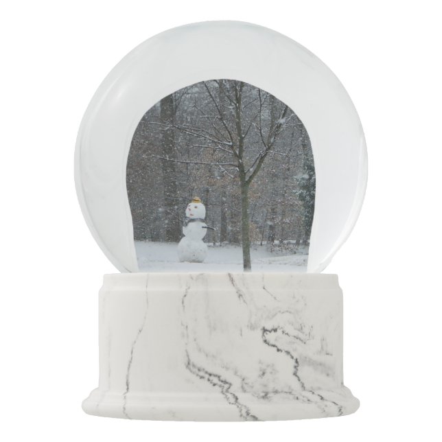 The Neighbor's Snowman Winter Snow Scene Globe (Front)