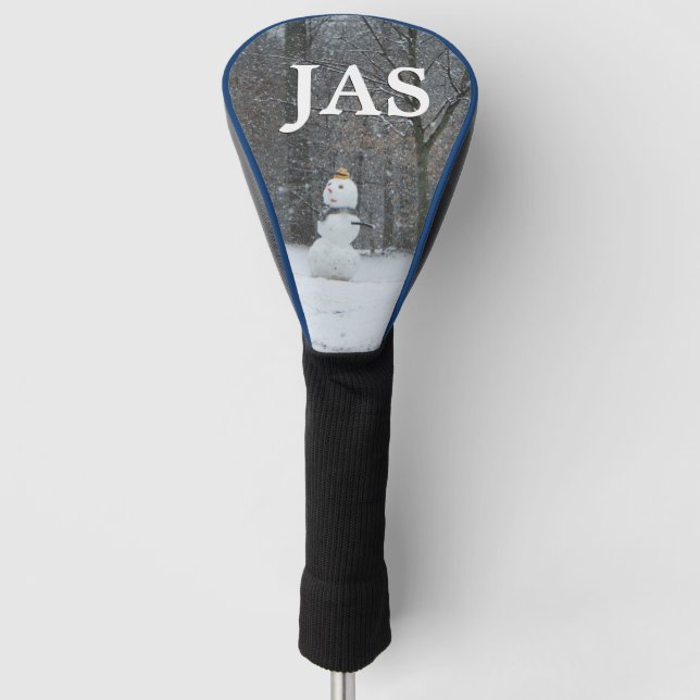The Neighbor's Snowman Winter Snow Scene Golf Head Cover (Front)