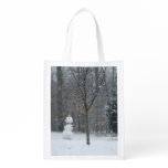 The Neighbor's Snowman Winter Snow Scene Grocery Bag