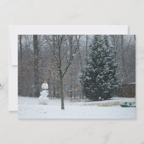 The Neighbors Snowman Winter Snow Scene Holiday Card