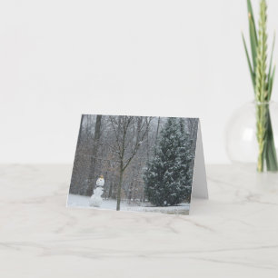 The Neighbor's Snowman Winter Snow Scene Holiday Card
