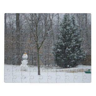 The Neighbor's Snowman Winter Snow Scene Jigsaw Puzzle