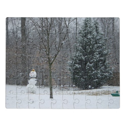 The Neighbors Snowman Winter Snow Scene Jigsaw Puzzle