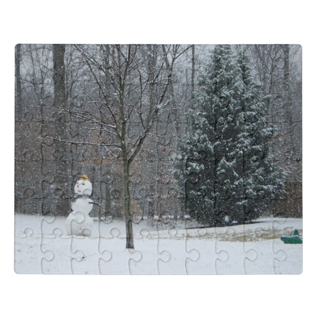 The Neighbor's Snowman Winter Snow Scene Jigsaw Puzzle (Puzzle Horizontal)