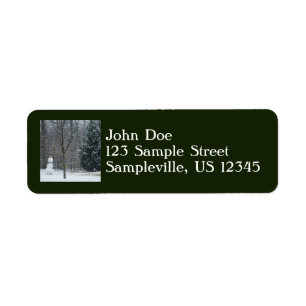 The Neighbor's Snowman Winter Snow Scene Label