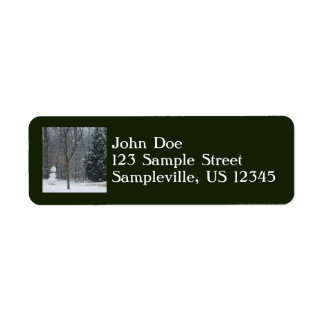 The Neighbor's Snowman Winter Snow Scene Label