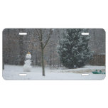 The Neighbor's Snowman Winter Snow Scene License Plate
