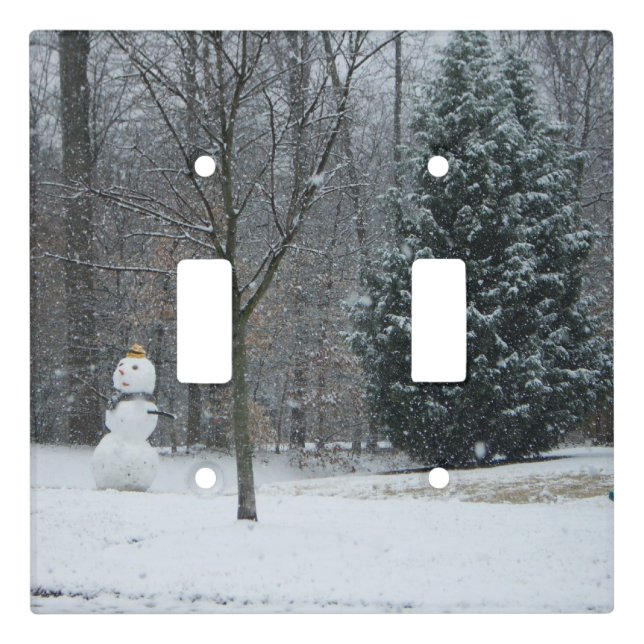 The Neighbor's Snowman Winter Snow Scene Light Switch Cover (Front)
