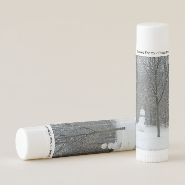 The Neighbor's Snowman Winter Snow Scene Lip Balm (Front)