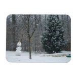 The Neighbor's Snowman Winter Snow Scene Magnet