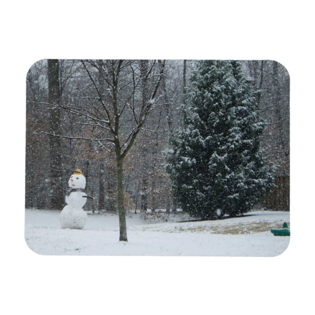The Neighbor's Snowman Winter Snow Scene Magnet (Horizontal)
