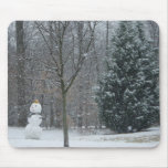 The Neighbor's Snowman Winter Snow Scene Mouse Pad