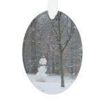 The Neighbor's Snowman Winter Snow Scene Ornament