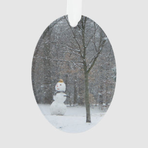 The Neighbor's Snowman Winter Snow Scene Ornament