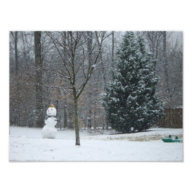 The Neighbor's Snowman Winter Snow Scene Photo Print (Front)