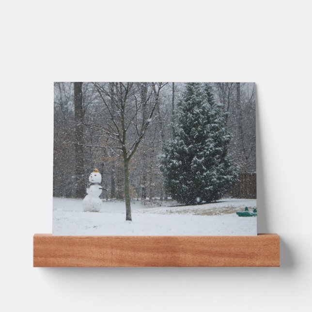 The Neighbor's Snowman Winter Snow Scene Picture Ledge (Front)