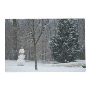 The Neighbor's Snowman Winter Snow Scene Placemat