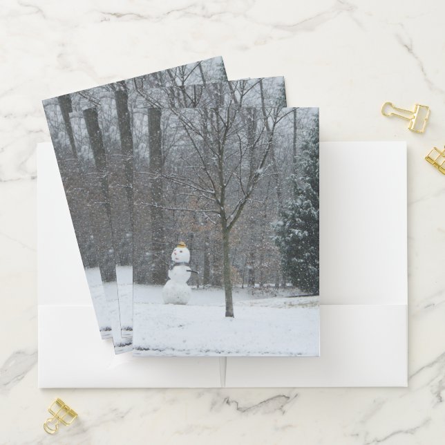 The Neighbor's Snowman Winter Snow Scene Pocket Folder (In Situ)