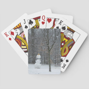 The Neighbor's Snowman Winter Snow Scene Poker Cards