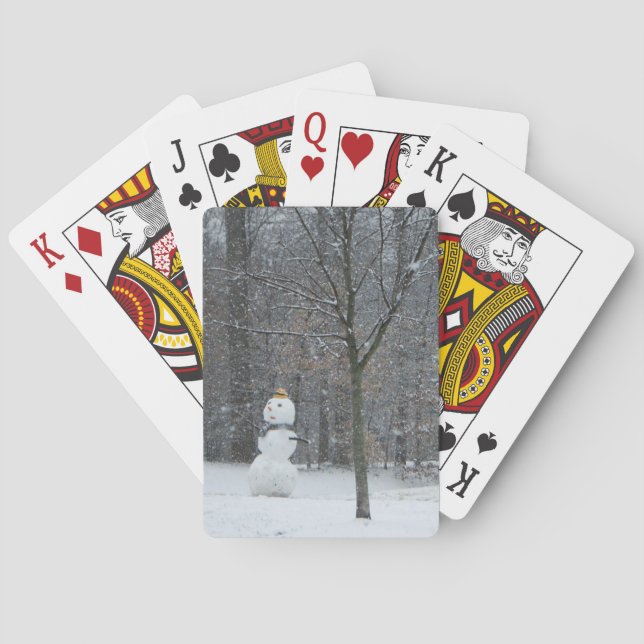 The Neighbor's Snowman Winter Snow Scene Poker Cards (Back)