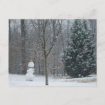 The Neighbor's Snowman Winter Snow Scene Postcard