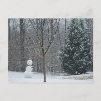 The Neighbor's Snowman Winter Snow Scene Postcard